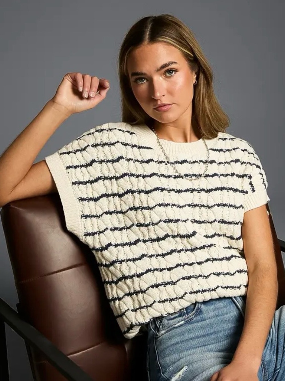 Buckle Black Refined Striped Sweater